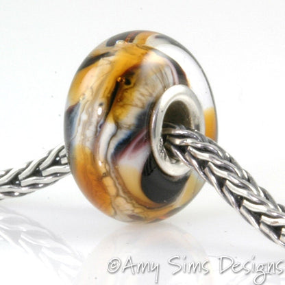 Tiger Glass Big Hole Bead Artisan Lampwork SRA