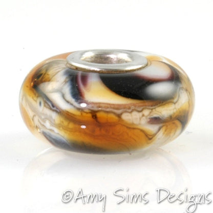 Tiger Glass Big Hole Bead Artisan Lampwork SRA