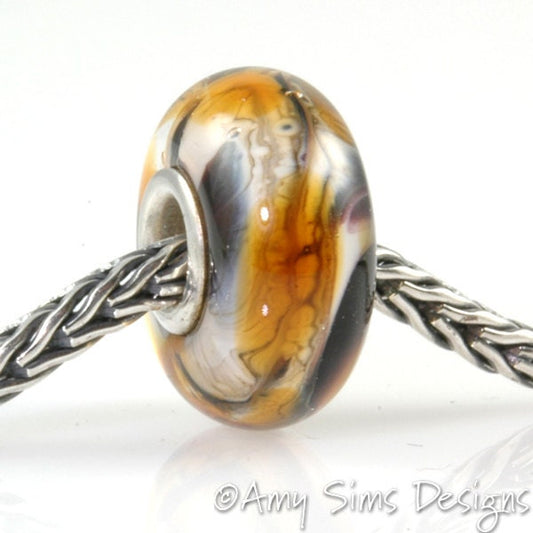 Tiger Glass Big Hole Bead Artisan Lampwork SRA