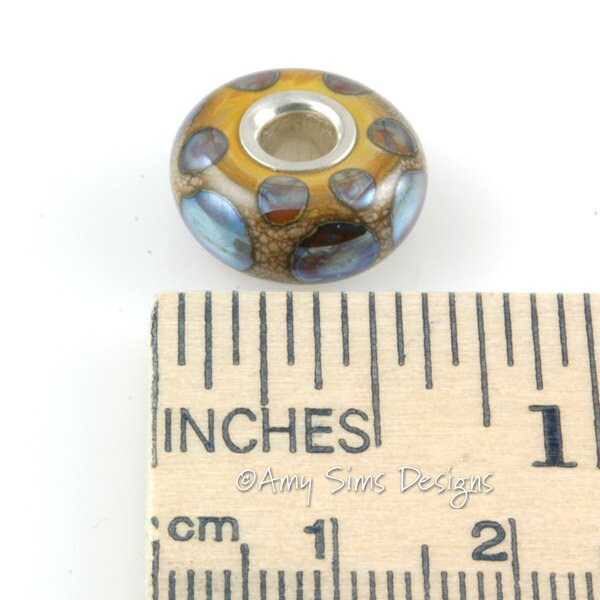 Iridescent Dots European Big Hole Silver Core Lampwork Glass Bead OOAK