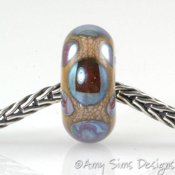 Iridescent Dots European Big Hole Silver Core Lampwork Glass Bead OOAK
