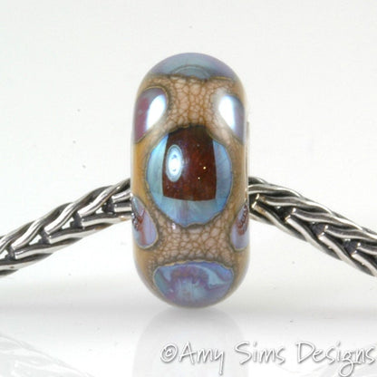 Iridescent Dots European Big Hole Silver Core Lampwork Glass Bead OOAK