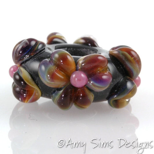 Raku Flowers European Charm Bead Lampwork Glass