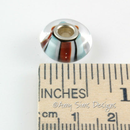 Multicolor Stripes Artisan Lampwork Glass Bead SRA