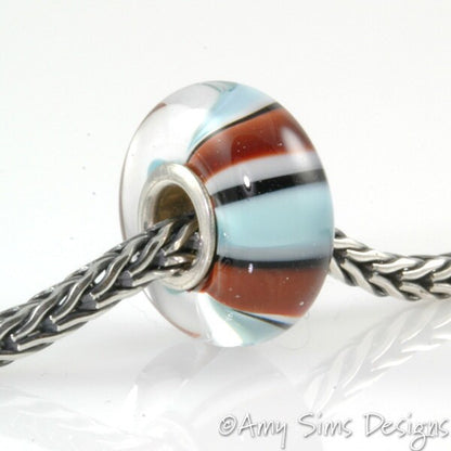 Multicolor Stripes Artisan Lampwork Glass Bead SRA