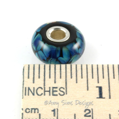 Blue Kronos Petals Artisan Lampwork Glass Bead SRA