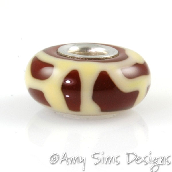 Giraffe Print Artisan Lampwork Glass Bead SRA