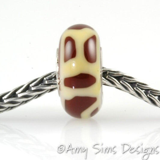 Giraffe Print Artisan Lampwork Glass Bead SRA