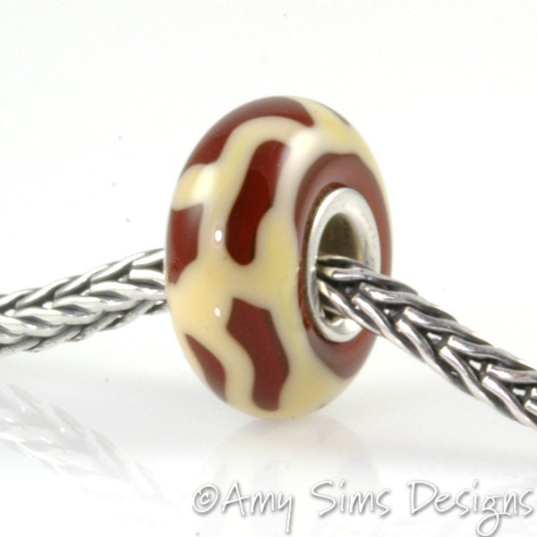 Giraffe Print Artisan Lampwork Glass Bead SRA