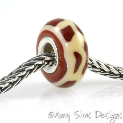 Giraffe Print Artisan Lampwork Glass Bead SRA