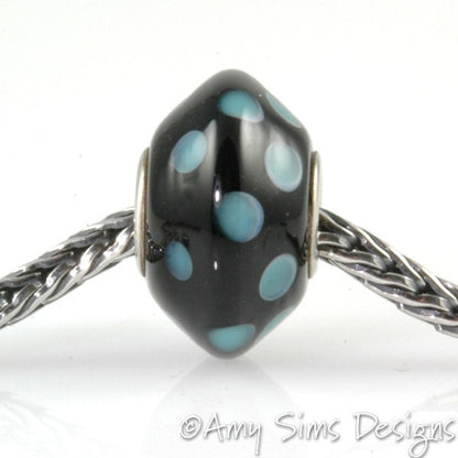 Teal Dots Glass Artisan Lampwork Glass Bead SRA
