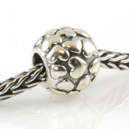 Raised Hearts Spacer Bead Charm Sterling Silver-X0086