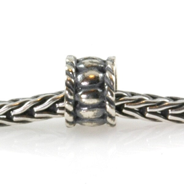 Ribbed Drum Spacer Charm Bead Sterling Silver X0169