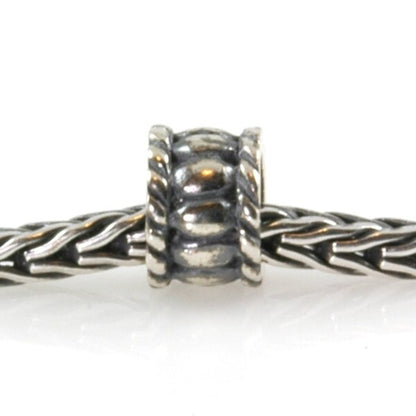 Ribbed Drum Spacer Charm Bead Sterling Silver X0169