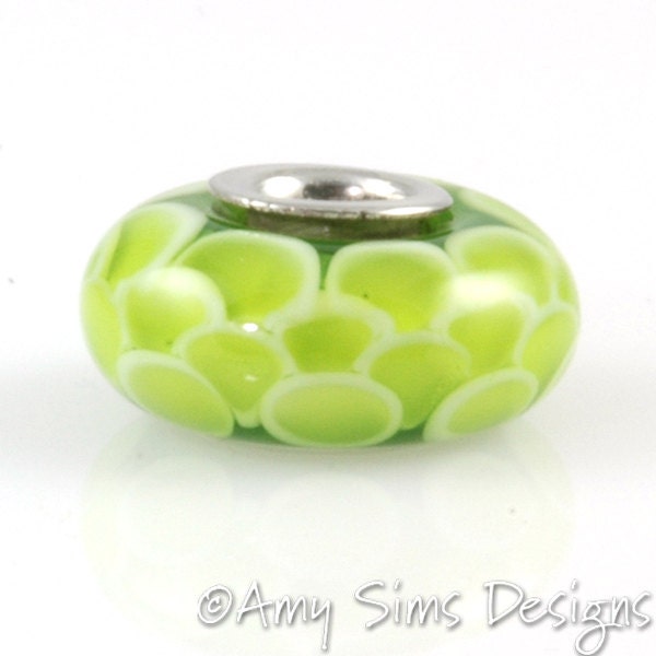 Spring Green Glass Artisan Lampwork Glass Bead SRA
