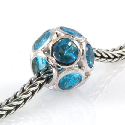 Authentic Biagi Pave Charm Bead-Blue CZ BALL