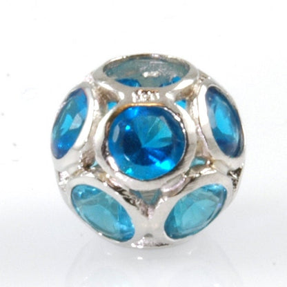 Authentic Biagi Pave Charm Bead-Blue CZ BALL