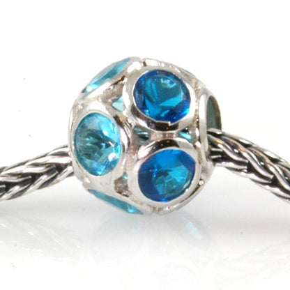 Authentic Biagi Pave Charm Bead-Blue CZ BALL