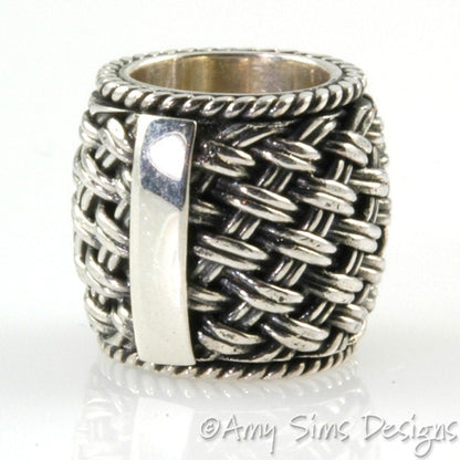 Basket Weave Sterling Slider Big Hole Bead