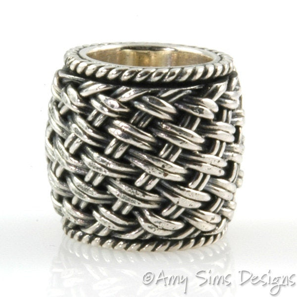Basket Weave Sterling Slider Big Hole Bead