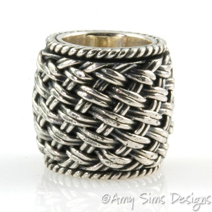 Basket Weave Sterling Slider Big Hole Bead
