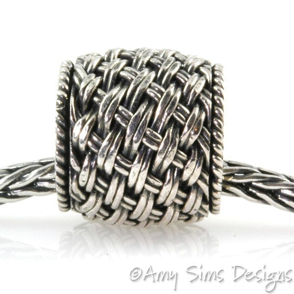 Basket Weave Sterling Slider Big Hole Bead