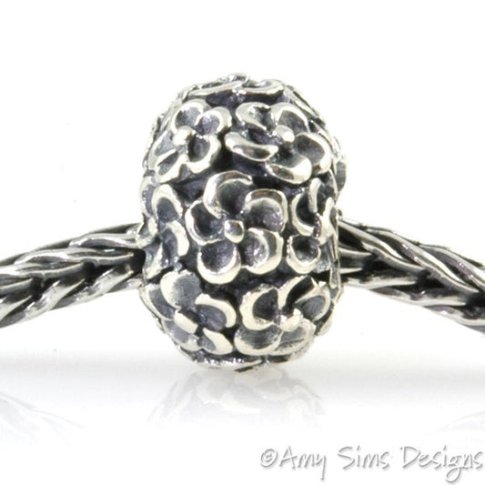 Raised Flowers Sterling Slider Big Hole Bead X0181