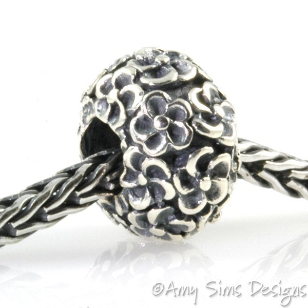 Raised Flowers Sterling Slider Big Hole Bead X0181