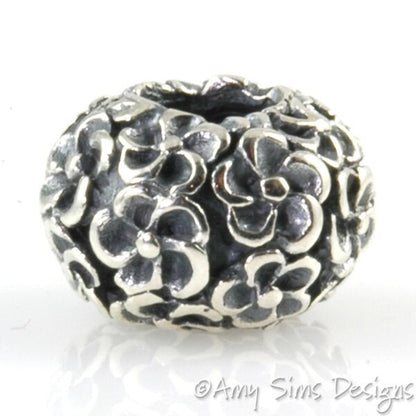 Raised Flowers Sterling Slider Big Hole Bead X0181