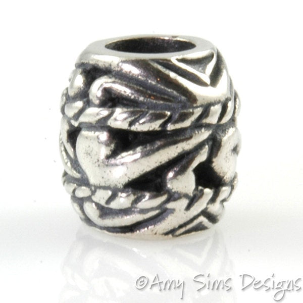 Rope Swirls Sterling Slider Big Hole Bead X0210