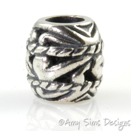 Rope Swirls Sterling Slider Big Hole Bead X0210