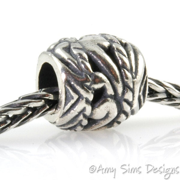 Rope Swirls Sterling Slider Big Hole Bead X0210