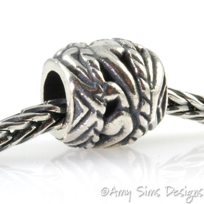 Rope Swirls Sterling Slider Big Hole Bead X0210