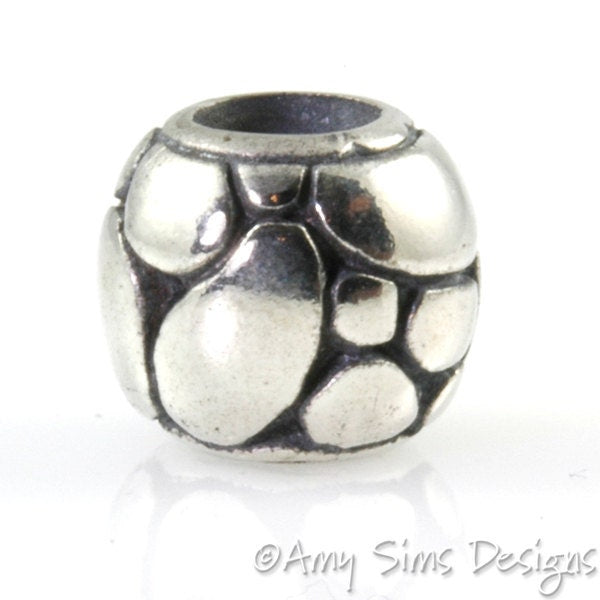 Oval Bubbles Sterling Slider Big Hole Bead-X0195