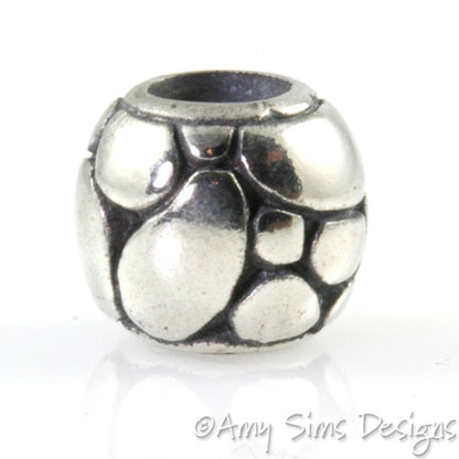 Oval Bubbles Sterling Slider Big Hole Bead-X0195
