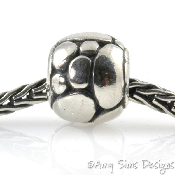 Oval Bubbles Sterling Slider Big Hole Bead-X0195