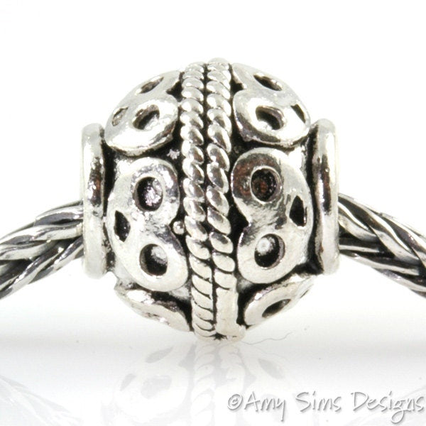 Pretzel Rope Sterling Slider Big Hole Bead