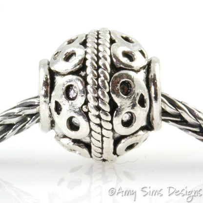 Pretzel Rope Sterling Slider Big Hole Bead