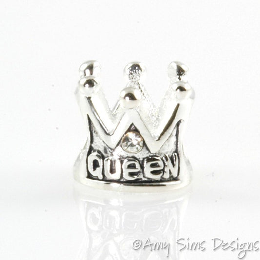 Queen Crown CZ Sterling Slider Big Hole Bead X0228