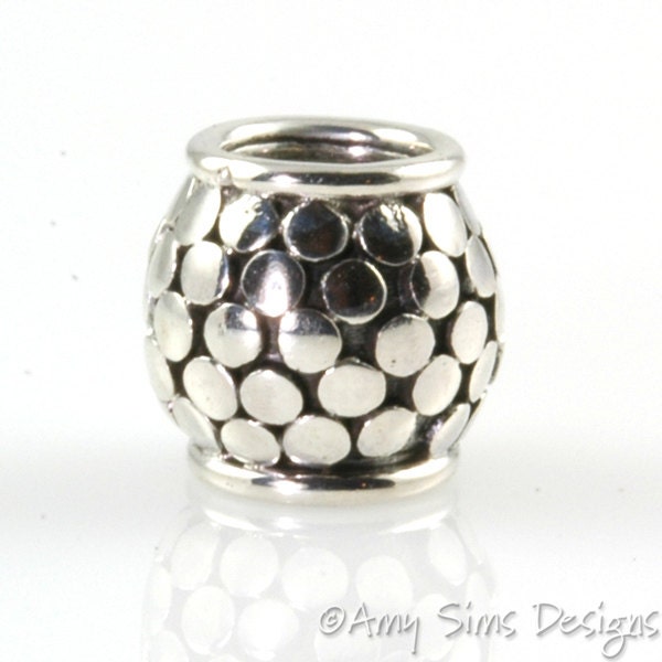 Dot Barrel Sterling Slider Big Hole Bead