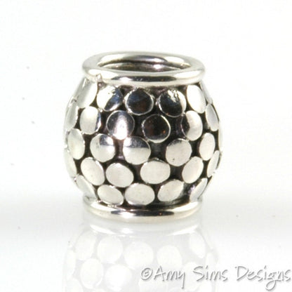 Dot Barrel Sterling Slider Big Hole Bead