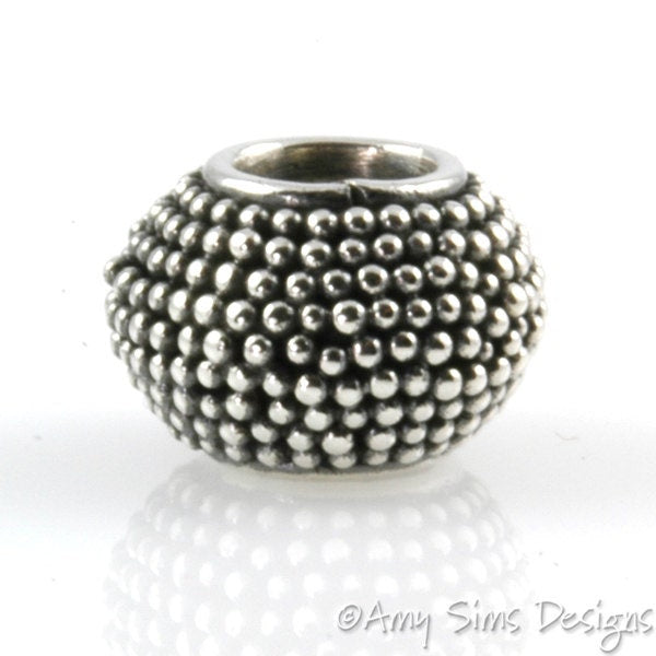 Carpet Granulation Sterling Slider Big Hole Bead-X0190