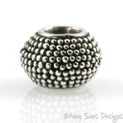 Carpet Granulation Sterling Slider Big Hole Bead-X0190