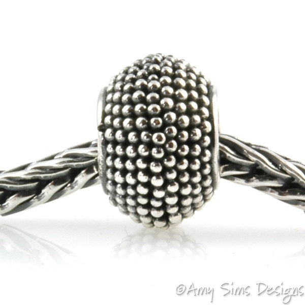 Carpet Granulation Sterling Slider Big Hole Bead-X0190