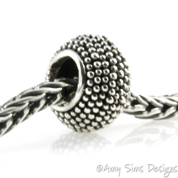 Carpet Granulation Sterling Slider Big Hole Bead-X0190
