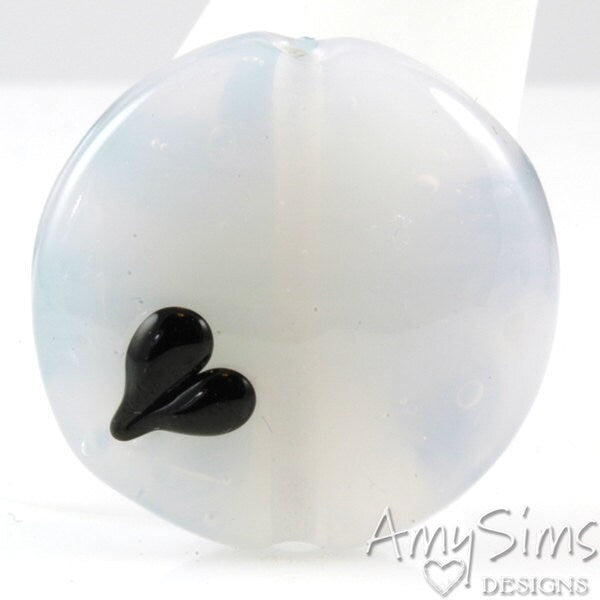 Blue Teal White Artisan Focal Lampwork Glass Bead
