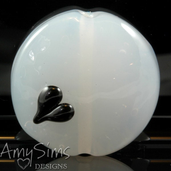 Blue Teal White Artisan Focal Lampwork Glass Bead
