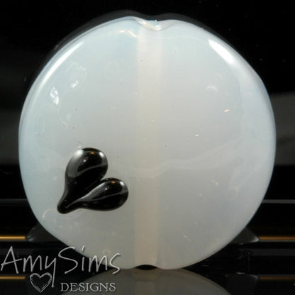 Blue Teal White Artisan Focal Lampwork Glass Bead