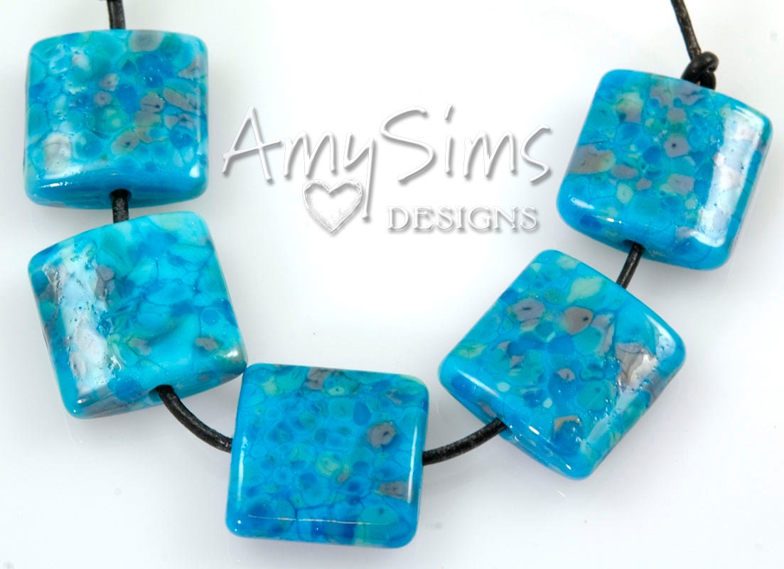 Handmade Turquoise Glass Bead Nuggets SRA S0219