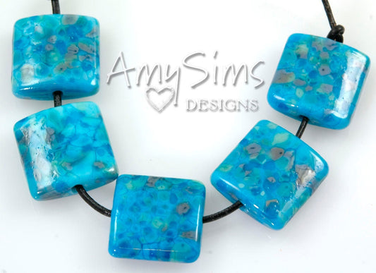 Handmade Turquoise Glass Bead Nuggets SRA S0219